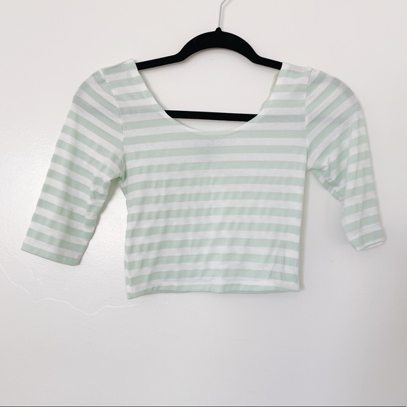 American Rag mint green & white striped crop top - Picture 1 of 4